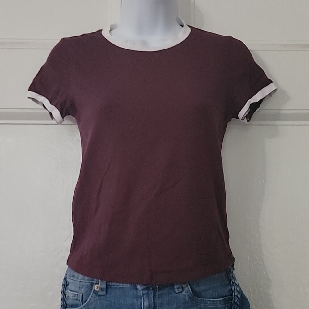 Women's Burgundy Short Sleeve Tee Charlotte Russe XS